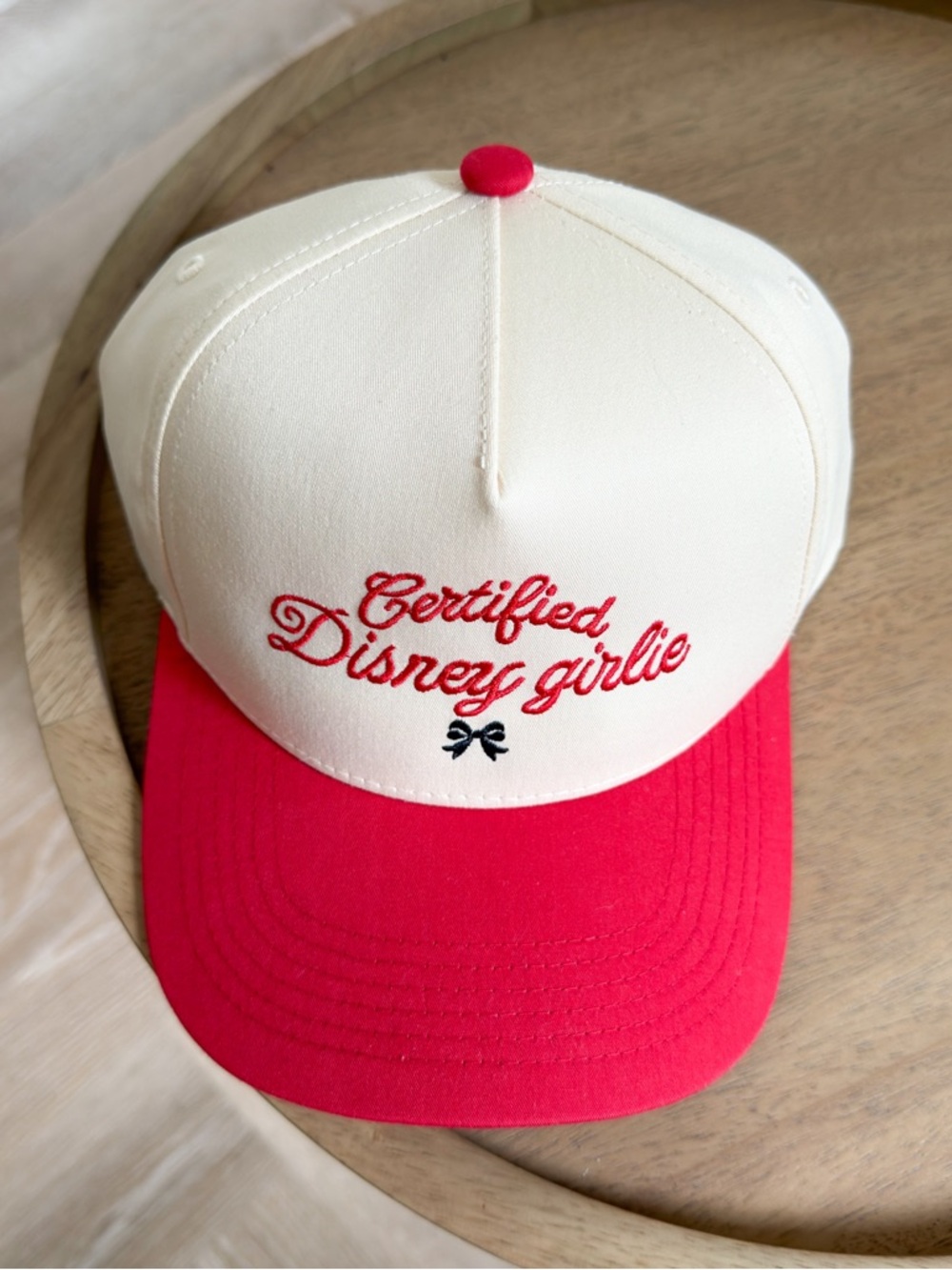Certified Disney Girlie Cream and Red Embroidered Baseball Cap